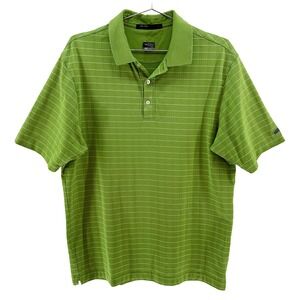 NIKE FITDRY Tiger Woods Striped‎ Golf Polo Shirt • Men's Medium • green